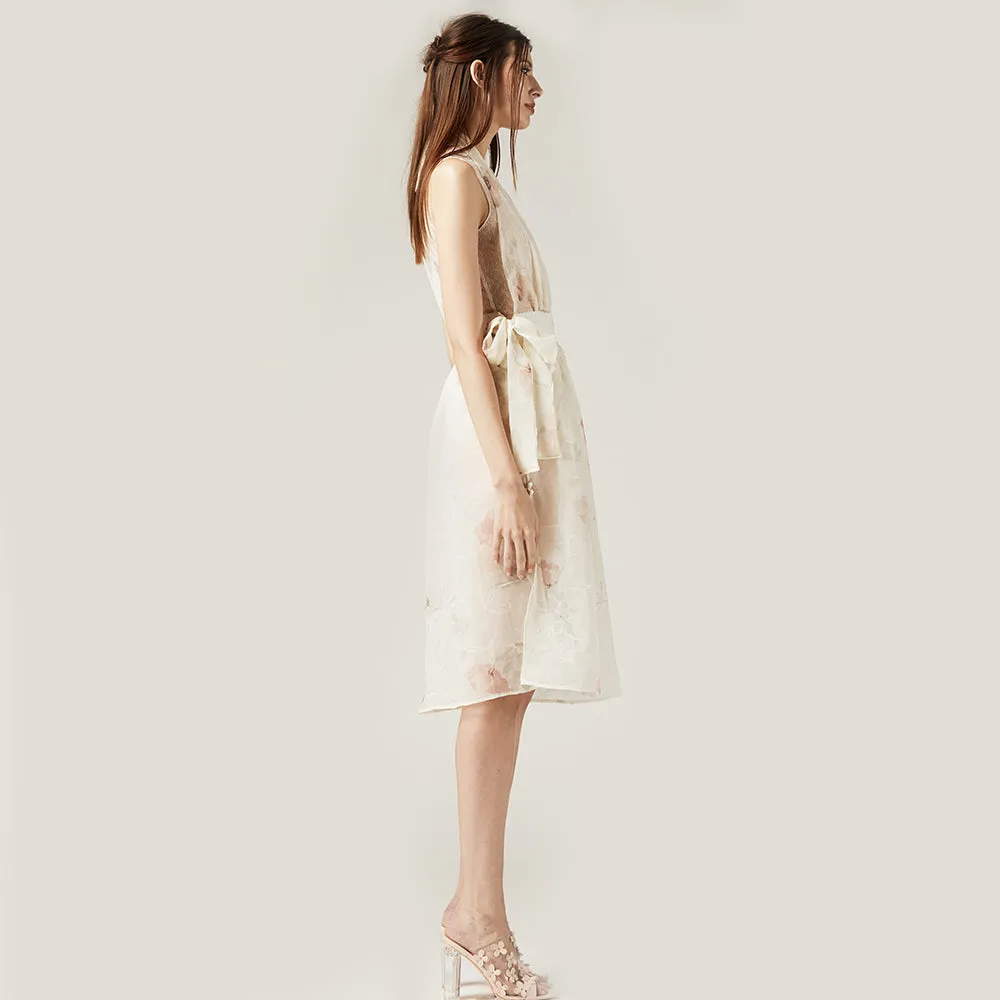 Off White Floral Dress with Body Suit