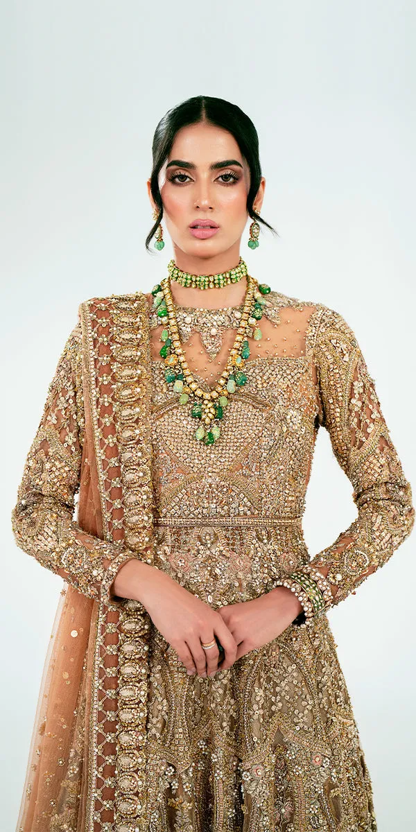 Pakistani Bridal Outfit in Long Tail Gown Dupatta Style