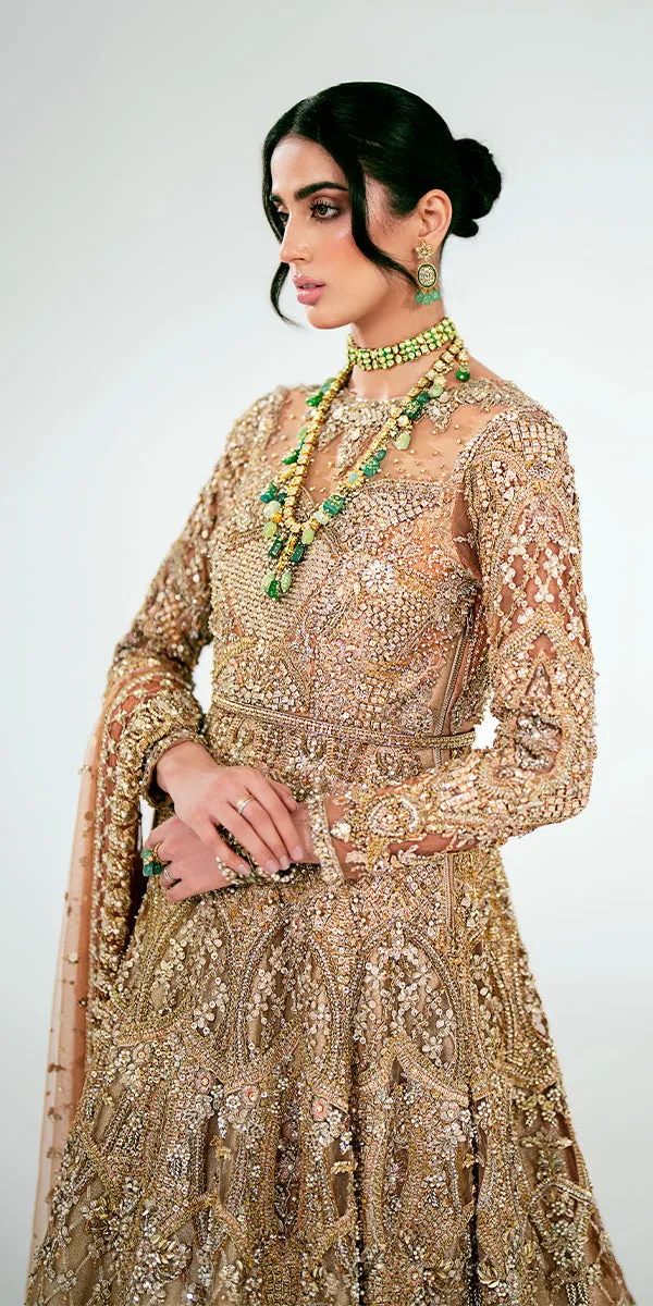 Pakistani Bridal Outfit in Long Tail Gown Dupatta Style