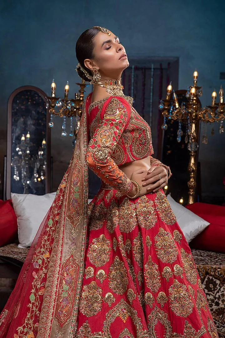 Pakistani Bridal Wine Red Lehenga Choli Dress #BN1043