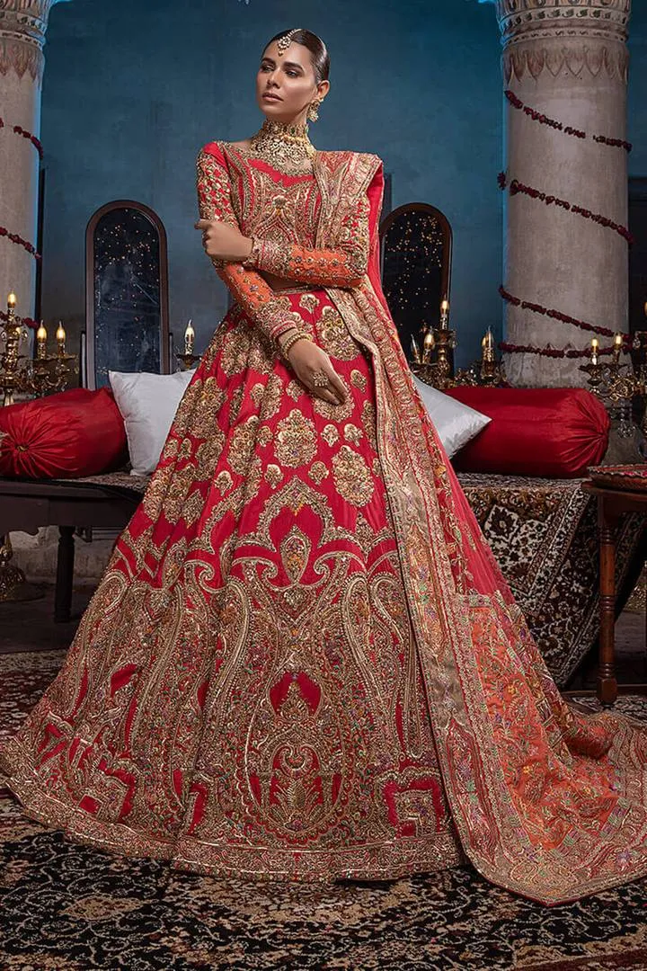 Pakistani Bridal Wine Red Lehenga Choli Dress #BN1043