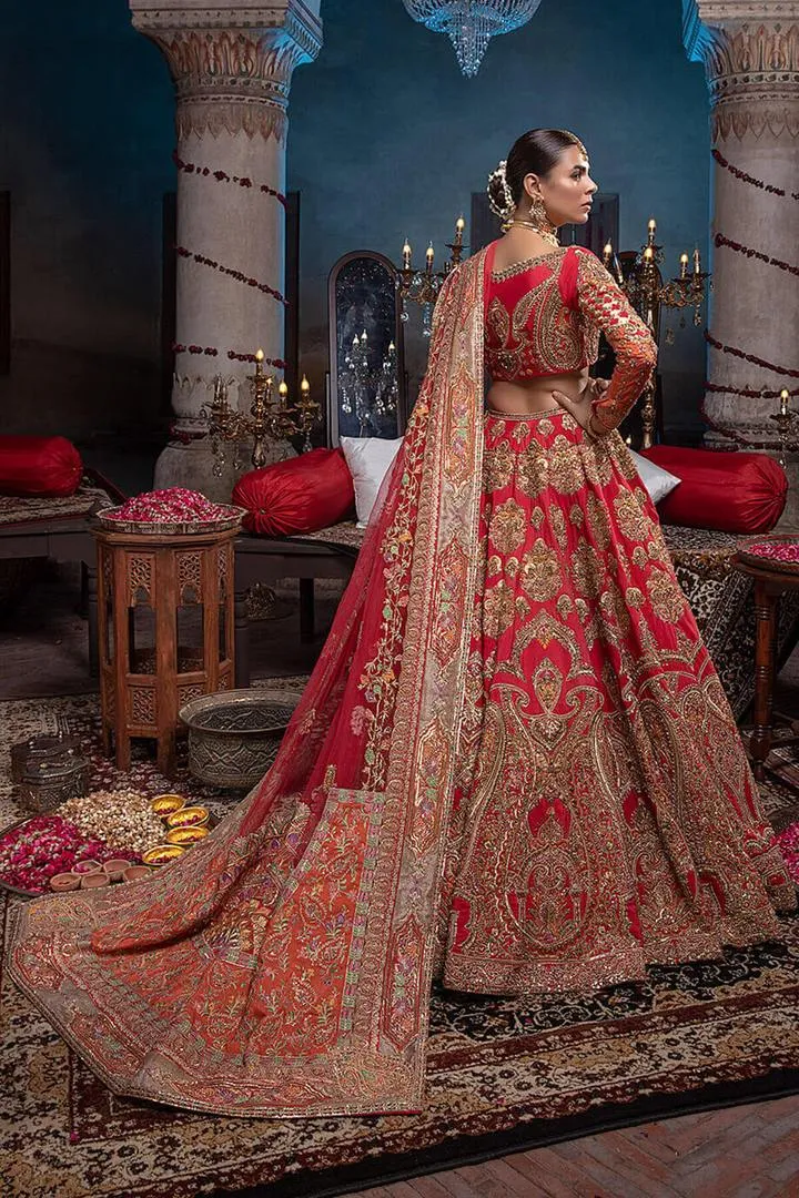 Pakistani Bridal Wine Red Lehenga Choli Dress #BN1043