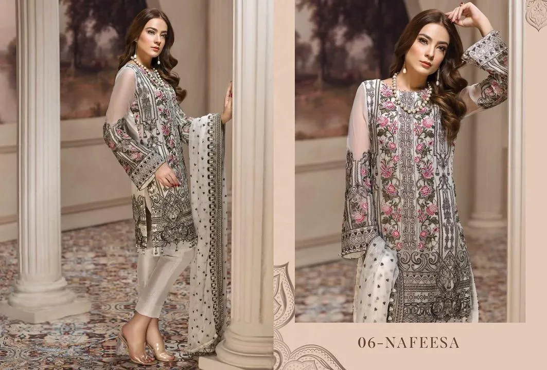 Pakistani Latest Pearl White Chiffon Festive Wear 2019 # C1928
