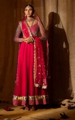 Pakistani Pishwas Frock with Churidar and Dupatta Dress