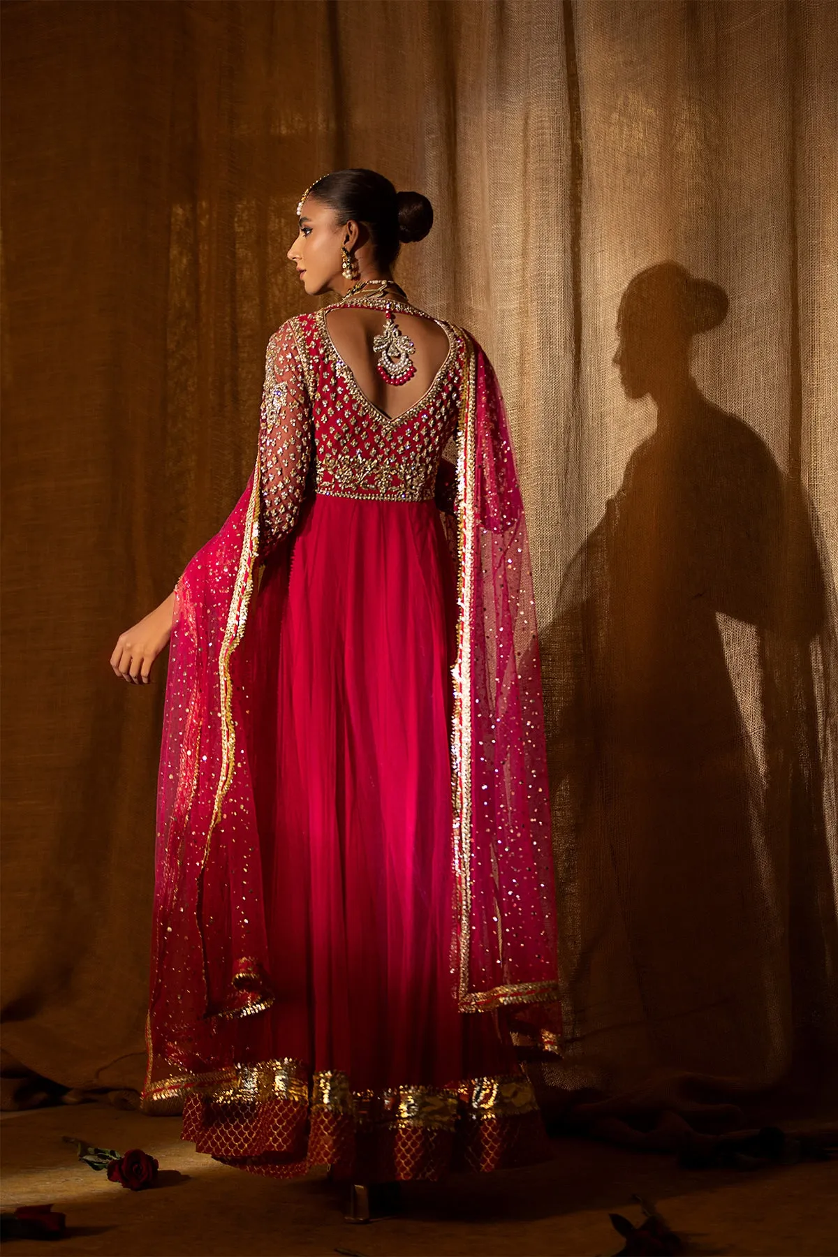 Pakistani Pishwas Frock with Churidar and Dupatta Dress