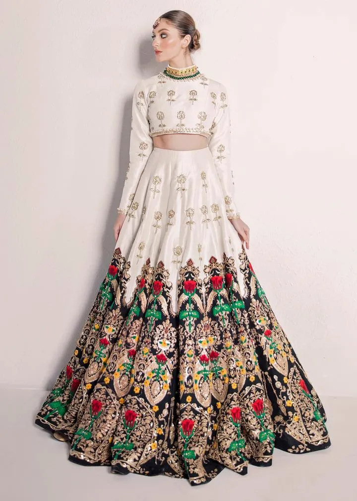 Pakistani Raw Silk Legnga Choli for Mehndi #Y6239