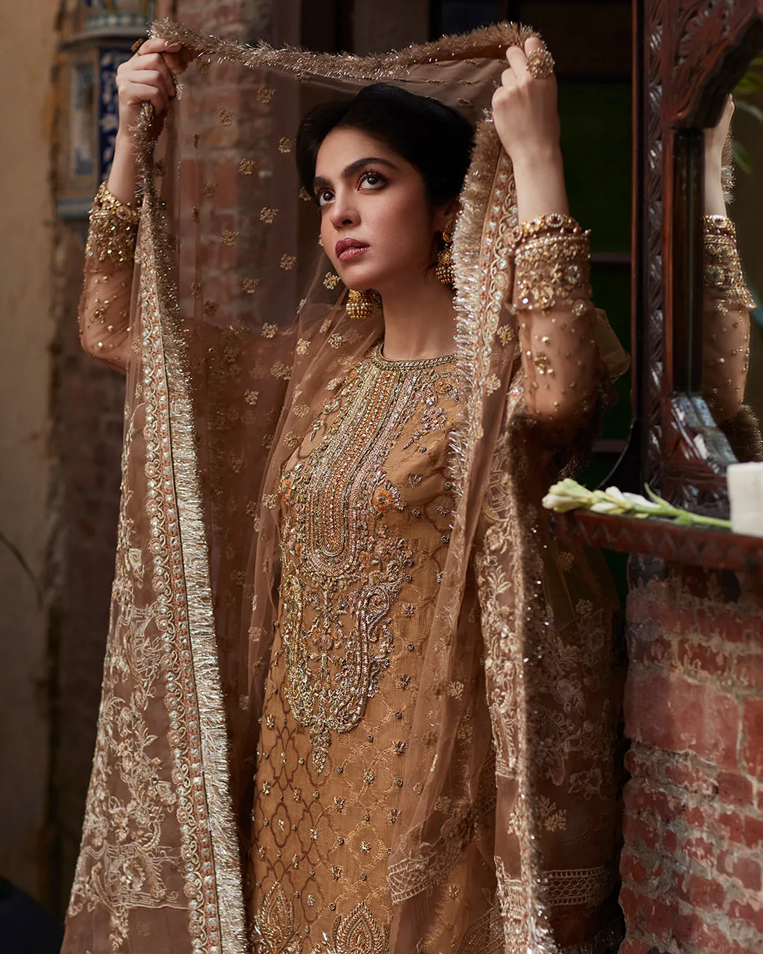 Pakistani Wedding Dress in Kameez Trouser Dupatta Style