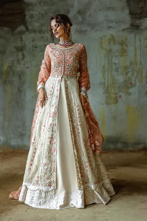 Pakistani Wedding Dress in Net Pishwas Lehenga Style