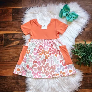 Pastel Leopard Large Pocket Dress