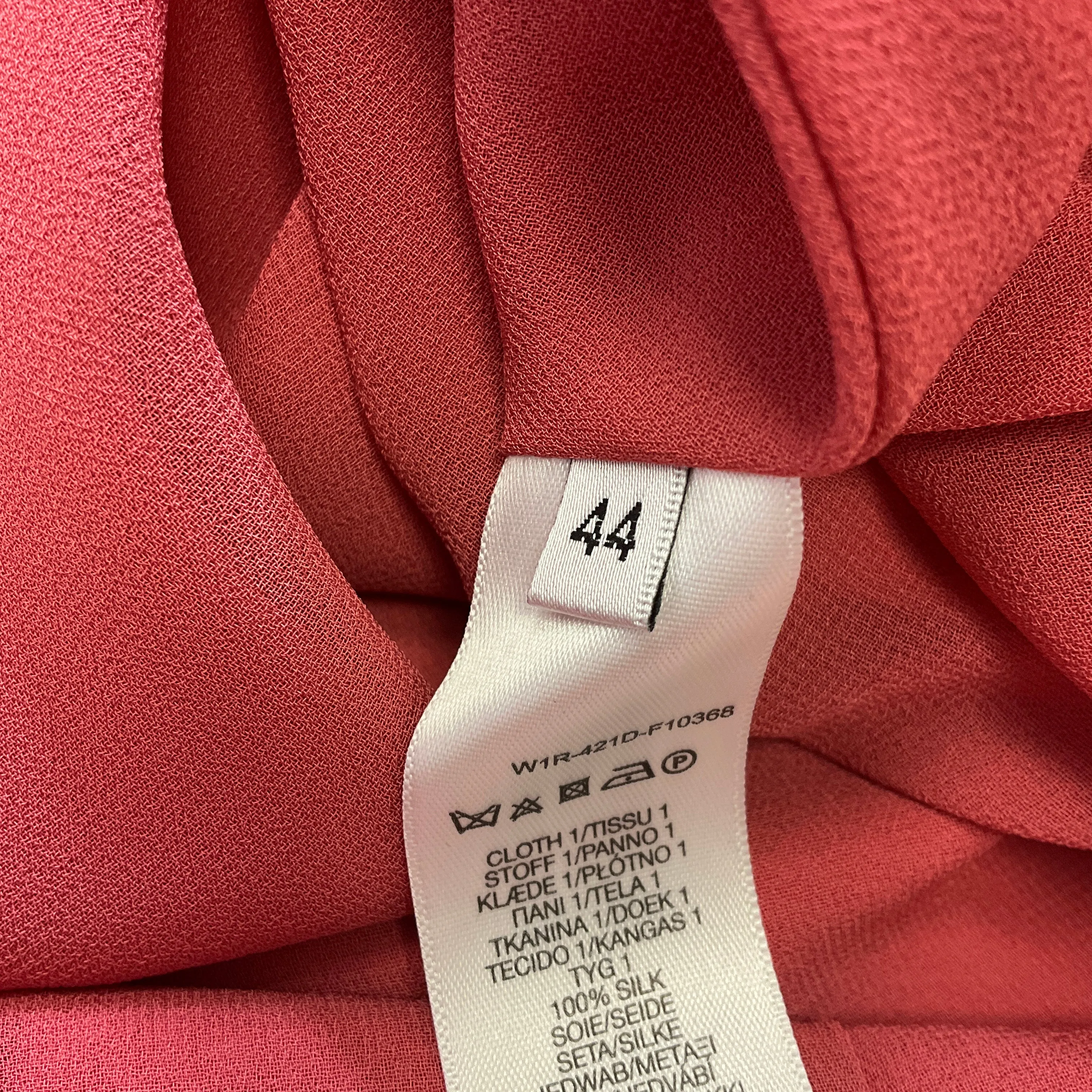 Paul Smith Blush Pink Ruffled Long Sleeved Silk Midi Dress