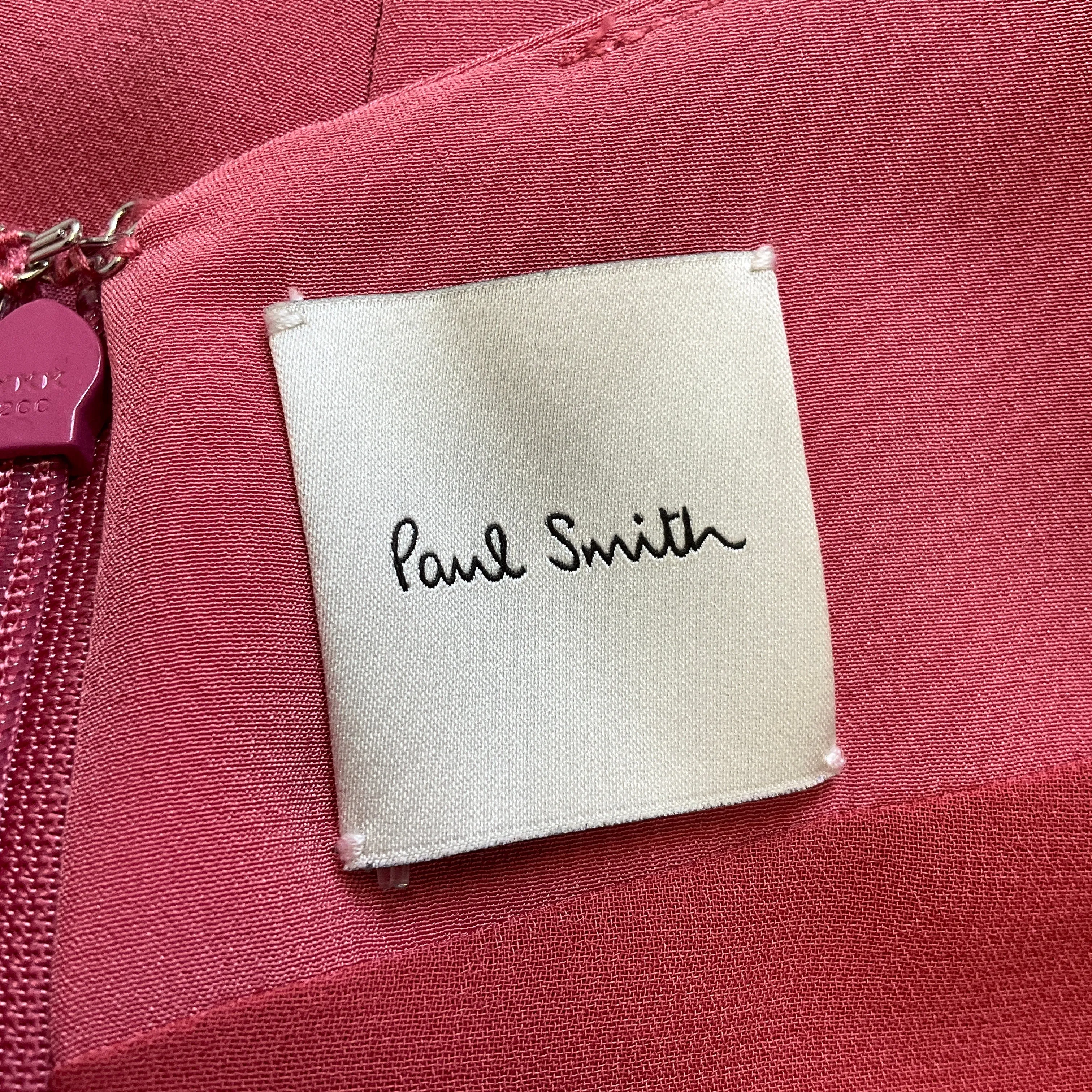 Paul Smith Blush Pink Ruffled Long Sleeved Silk Midi Dress