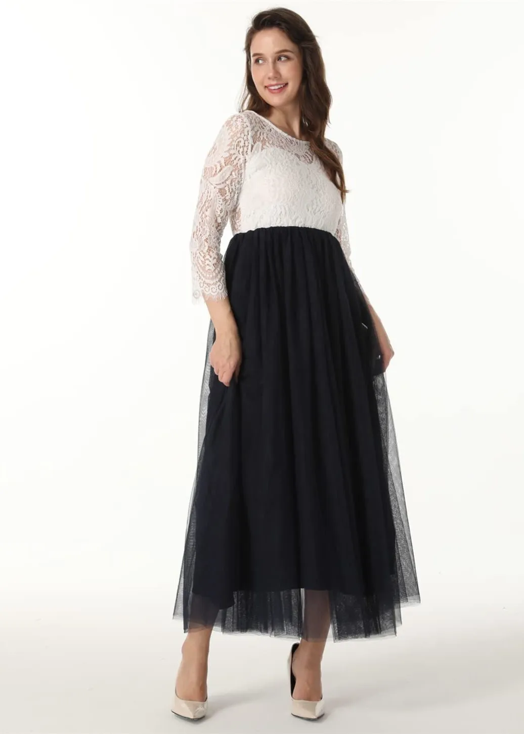 Peony Lace Dress for Women in Navy