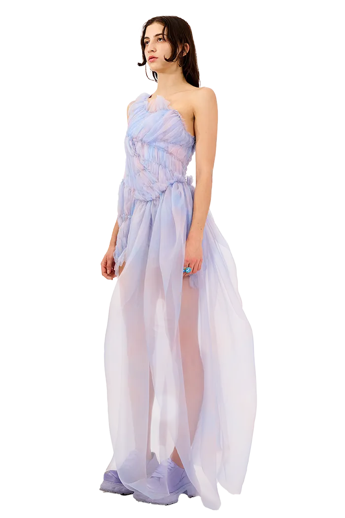 PERIWINKLE PLAID JAZZELLE GOWN