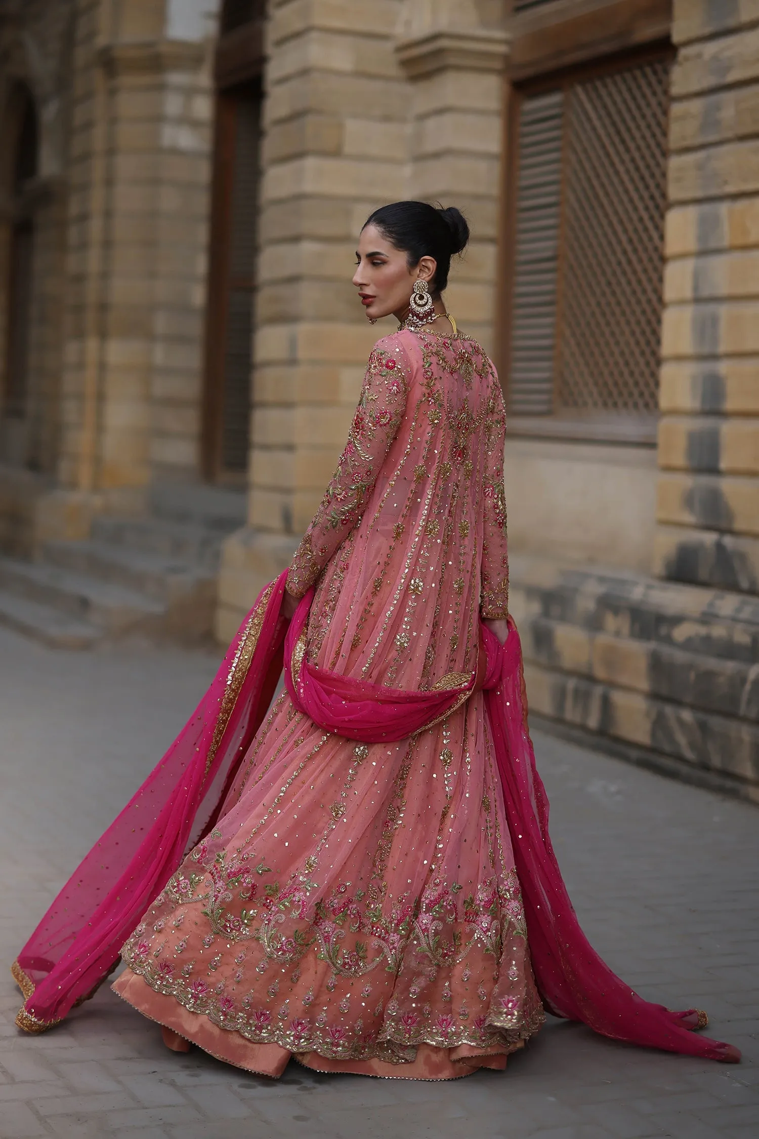 Pink Bridal Frock Lehenga for Pakistani Bridal Dresses