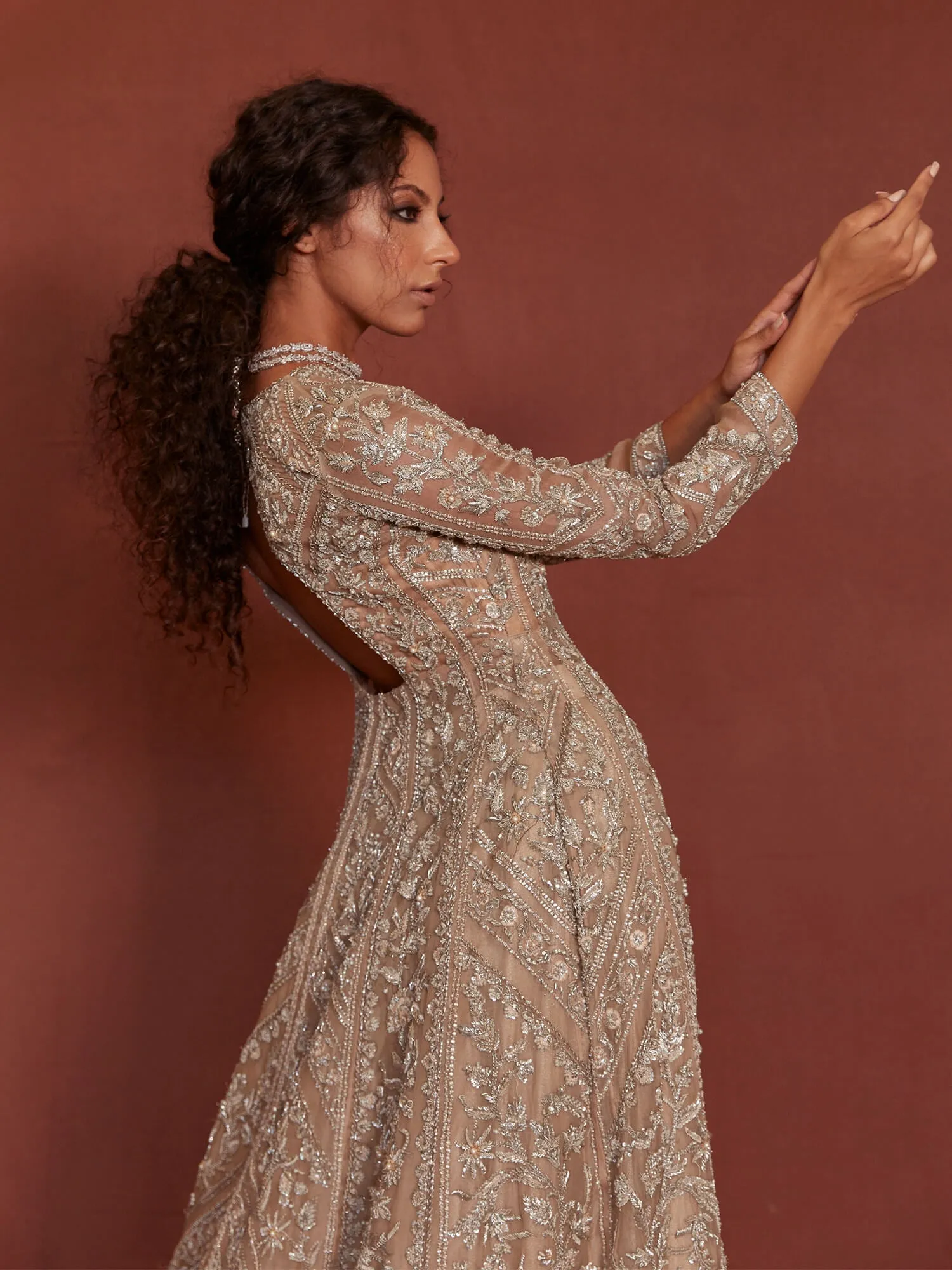 Pink Net Gown Lehenga Pakistani Wedding Dresses