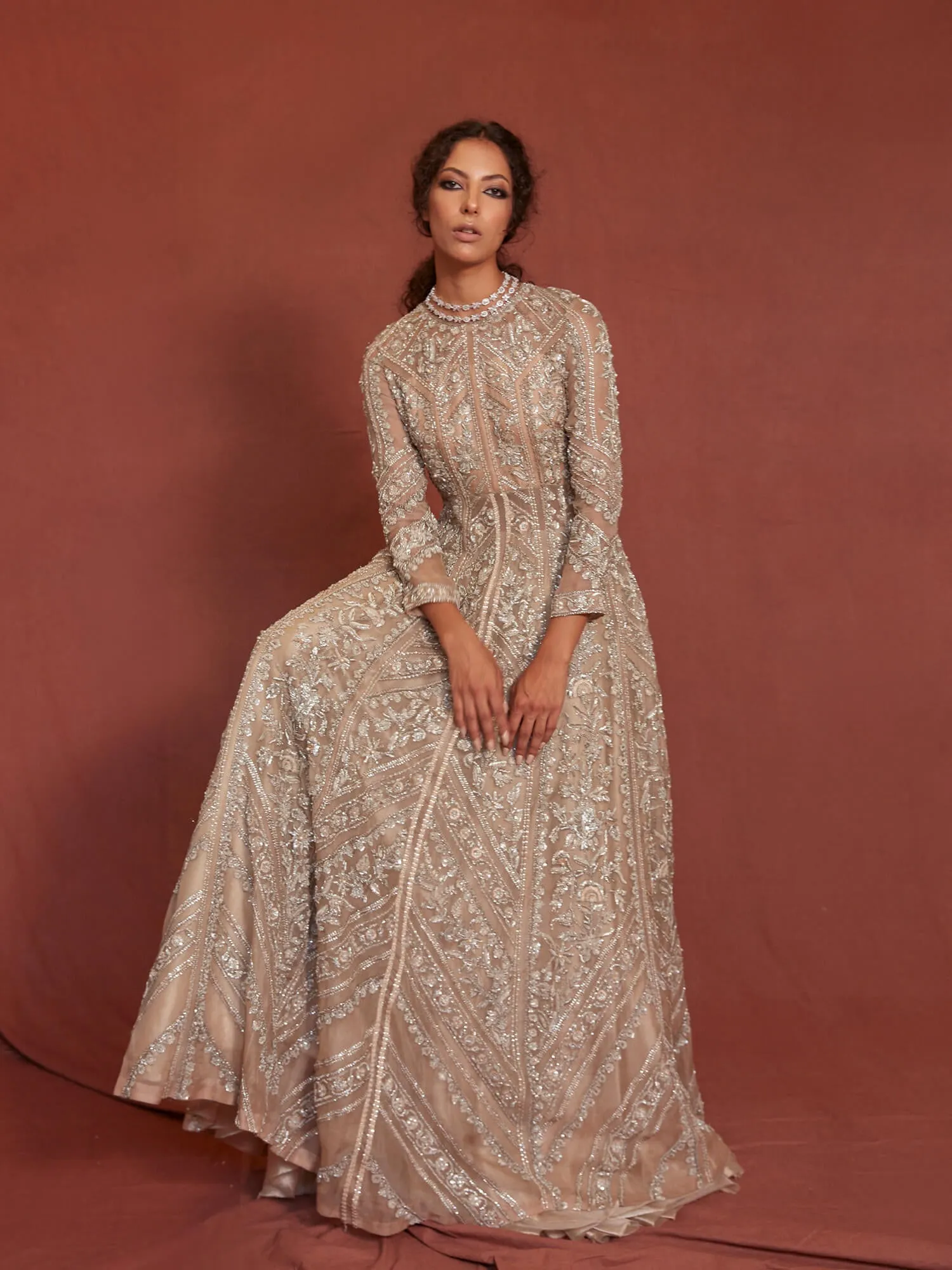 Pink Net Gown Lehenga Pakistani Wedding Dresses