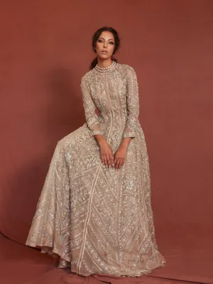 Pink Net Gown Lehenga Pakistani Wedding Dresses