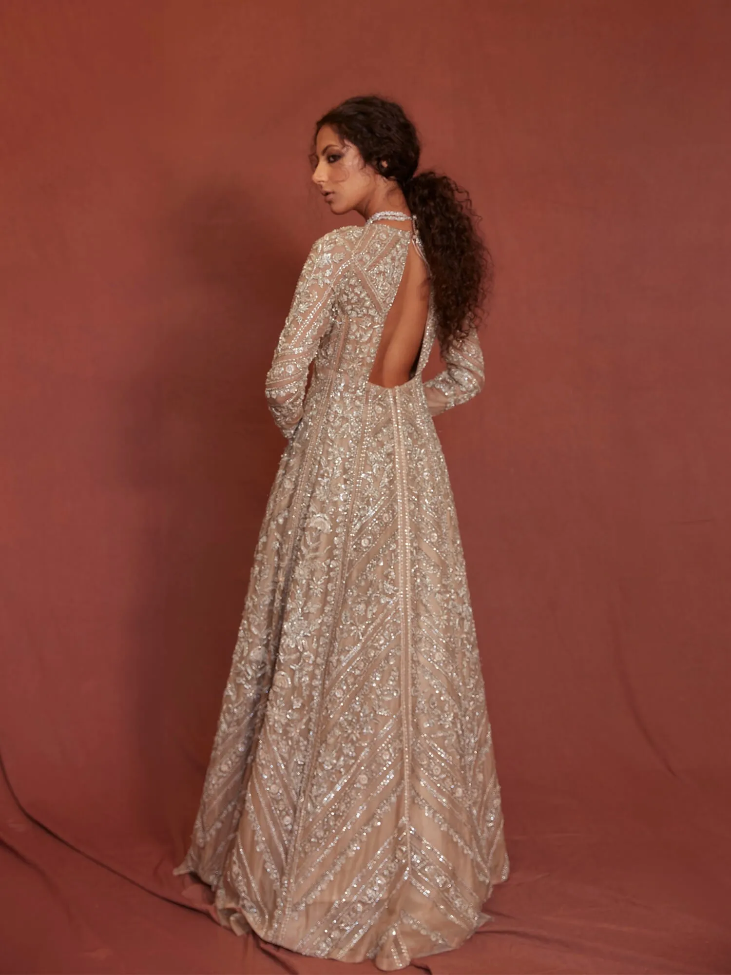 Pink Net Gown Lehenga Pakistani Wedding Dresses
