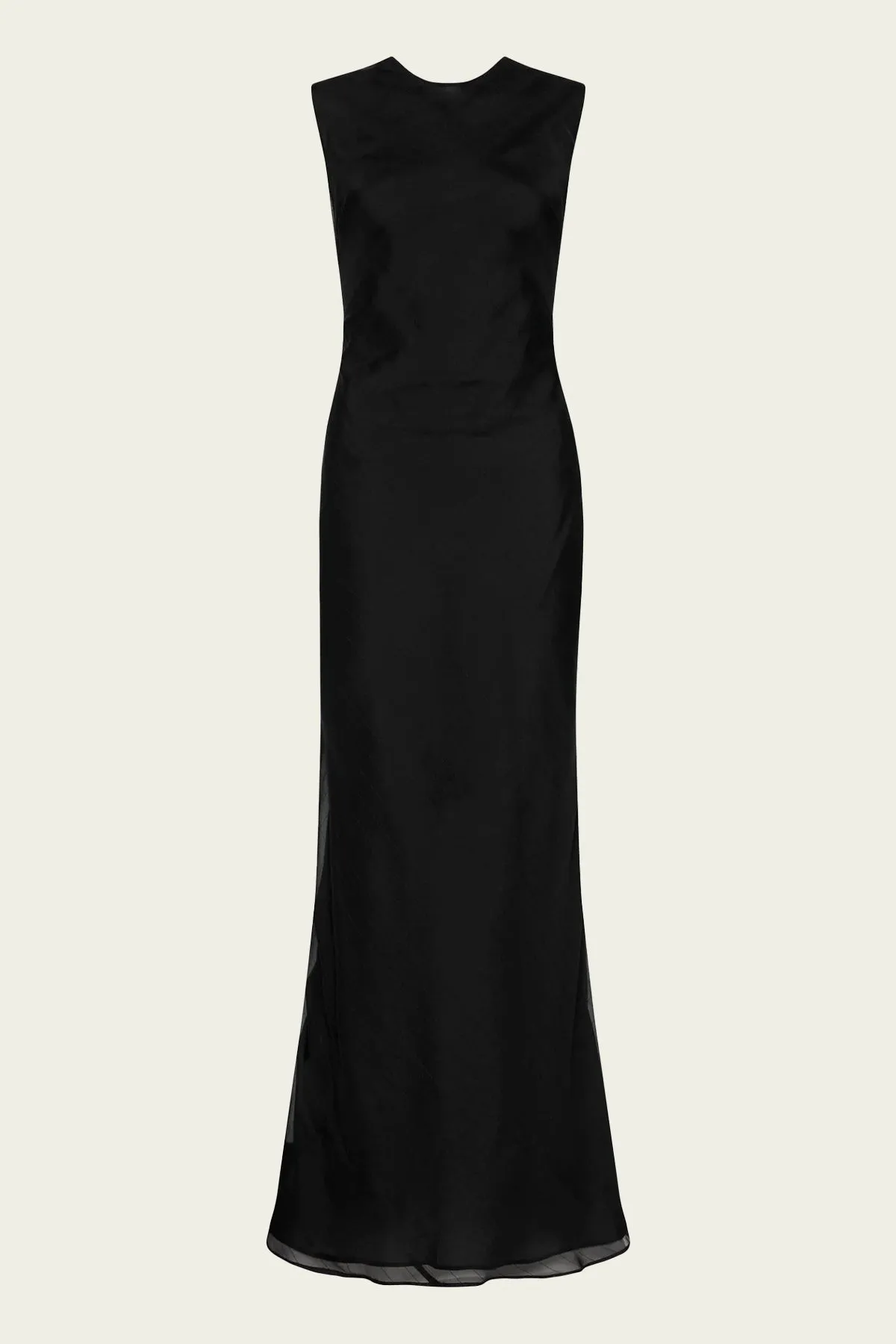Pinstripe Silk Maxi Dress in Black