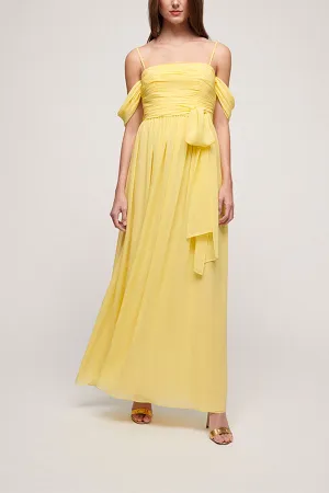 PITTURA DRAPED LONG SILK DRESS