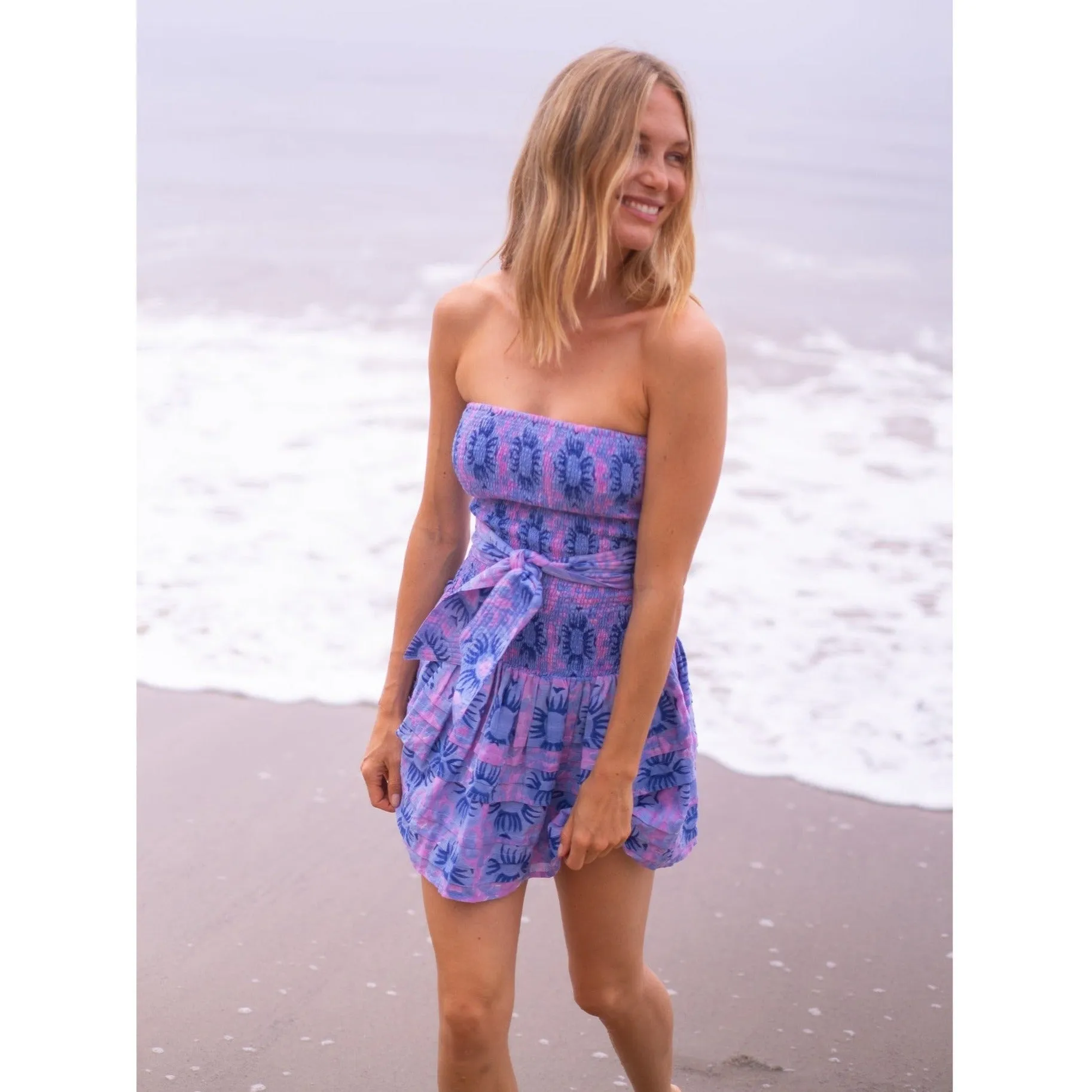 Pleated Smocked Mini Dress