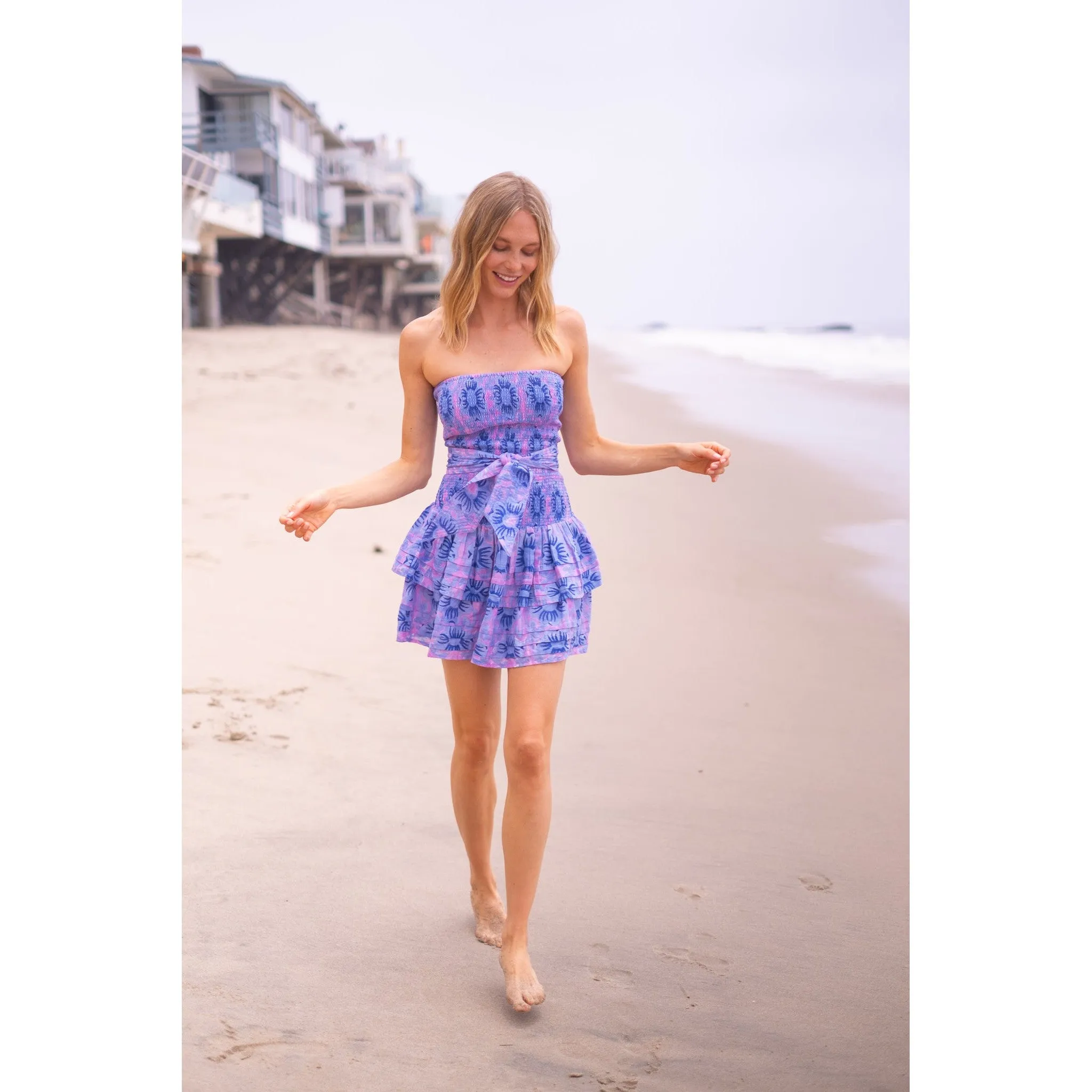 Pleated Smocked Mini Dress