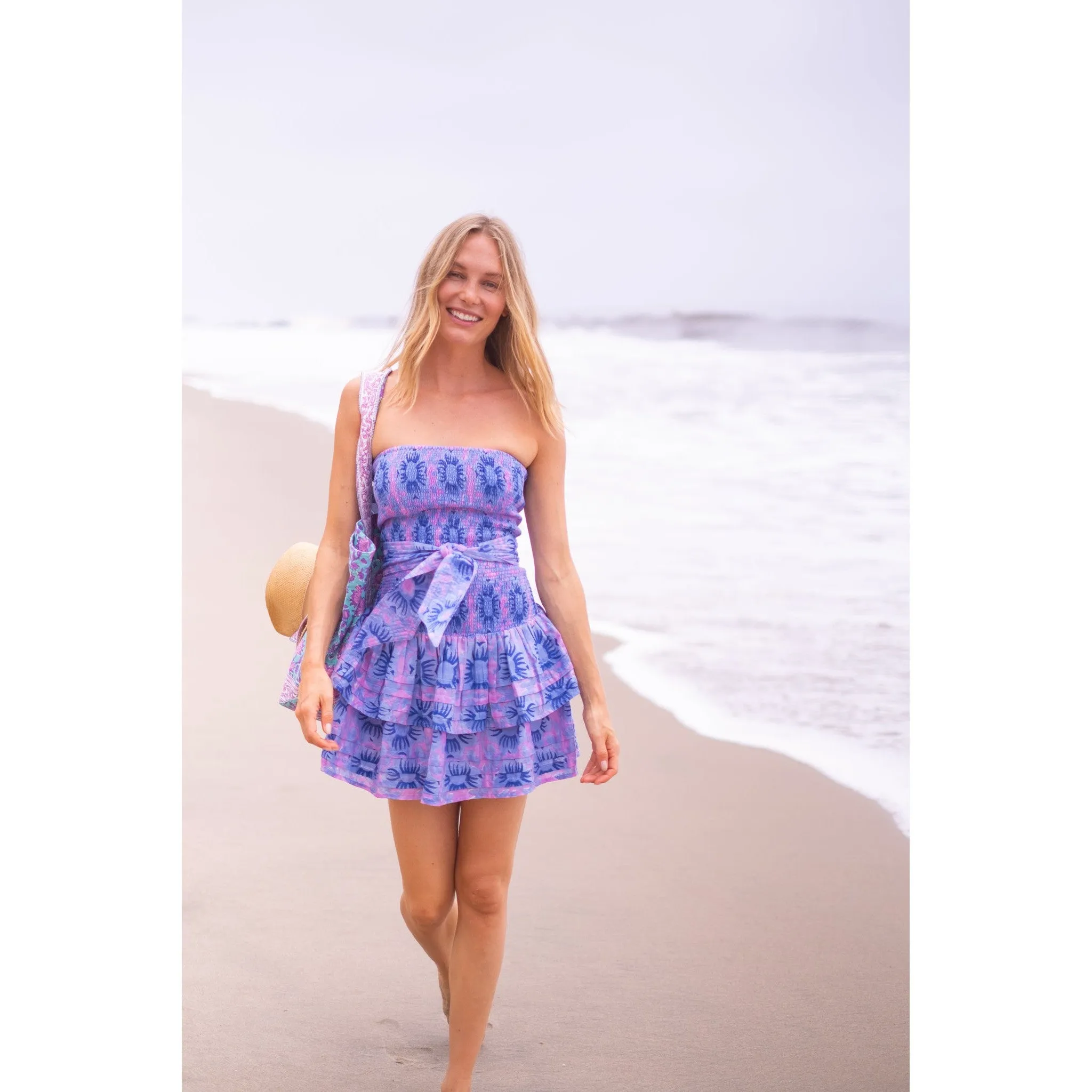 Pleated Smocked Mini Dress
