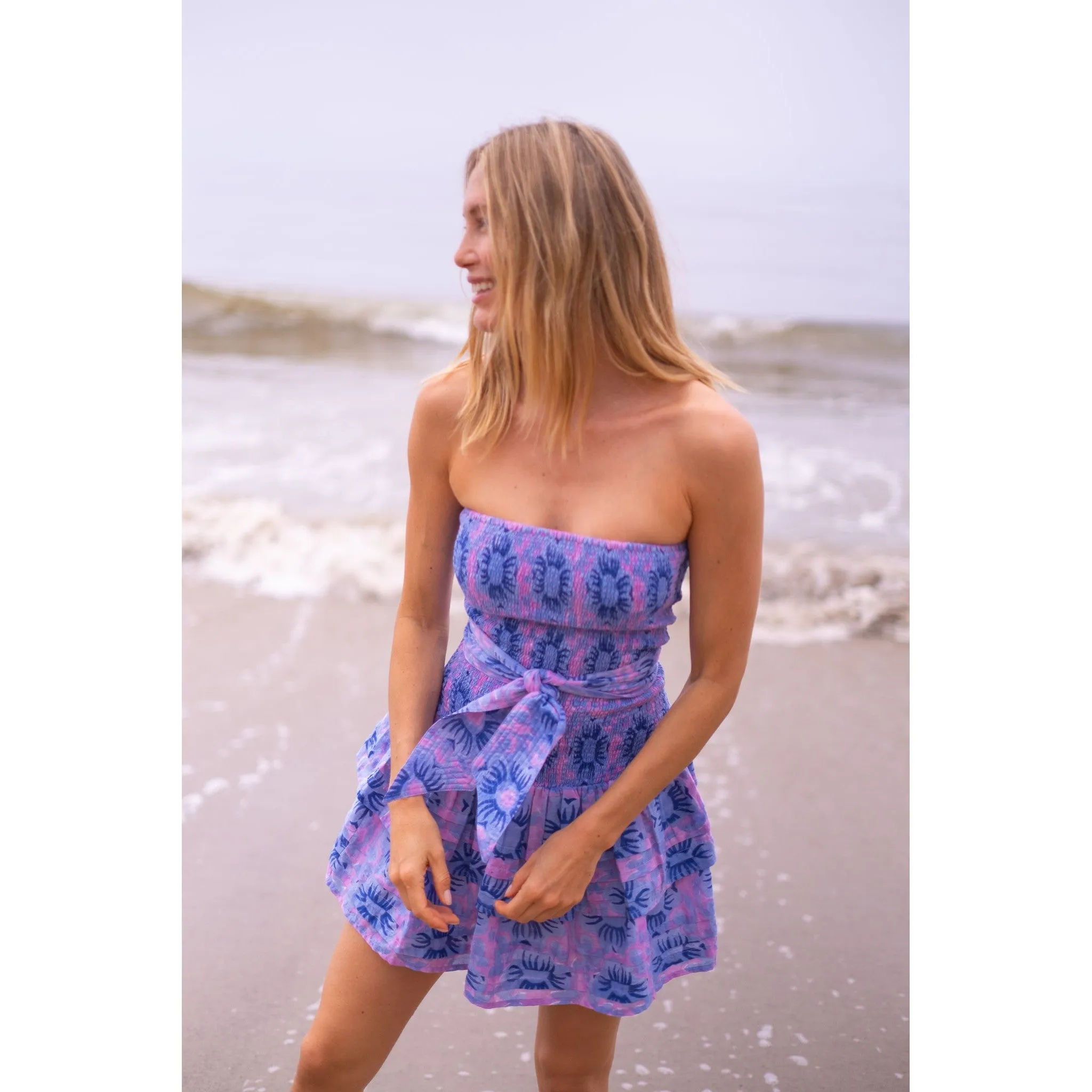 Pleated Smocked Mini Dress