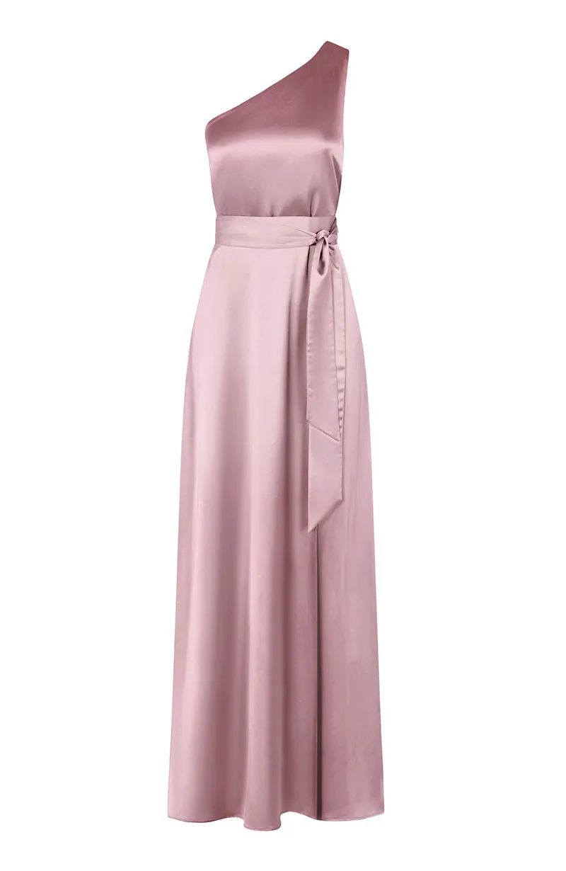 Porto Dress in Rose Pink Satin