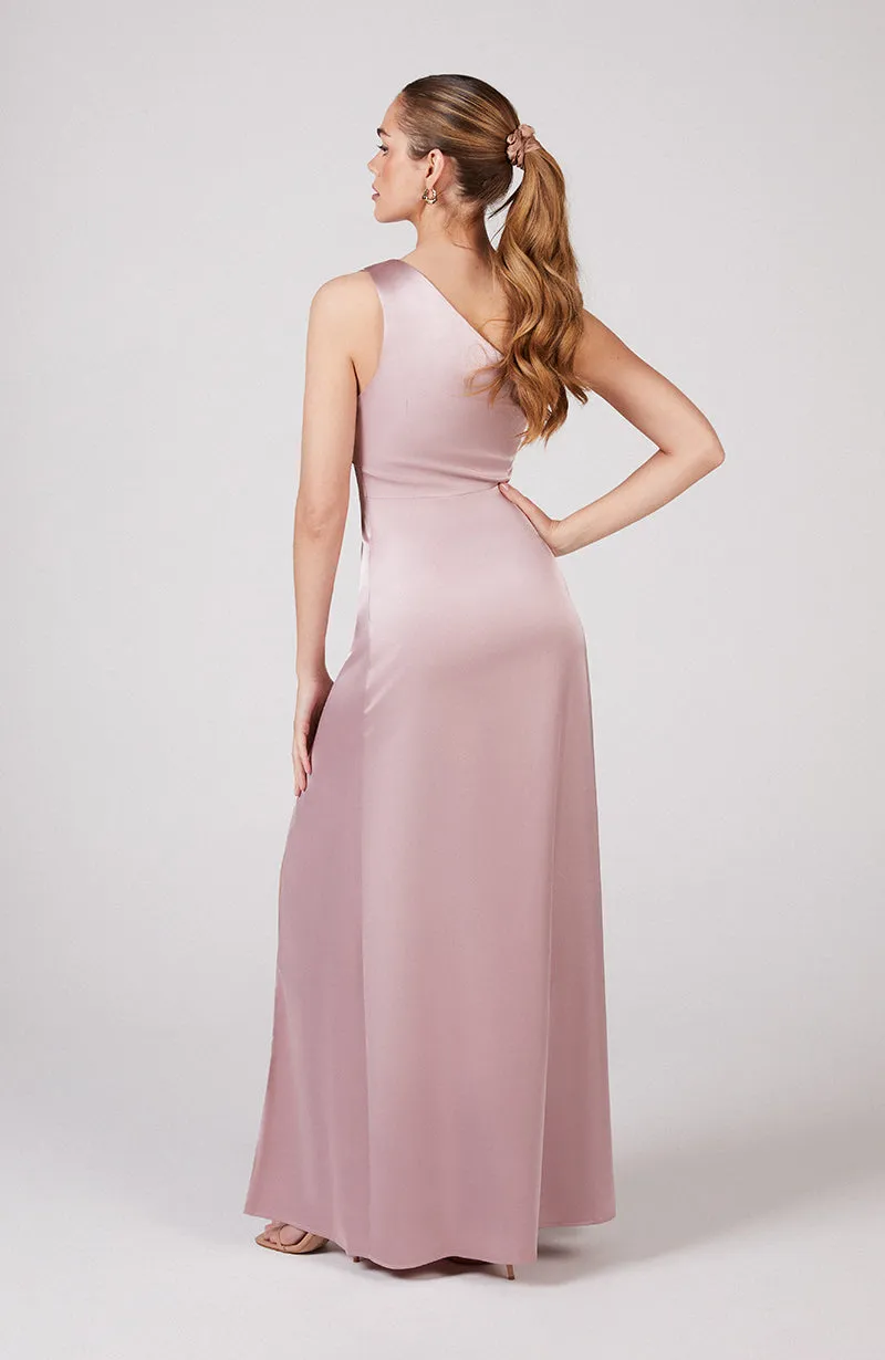Porto Dress in Rose Pink Satin