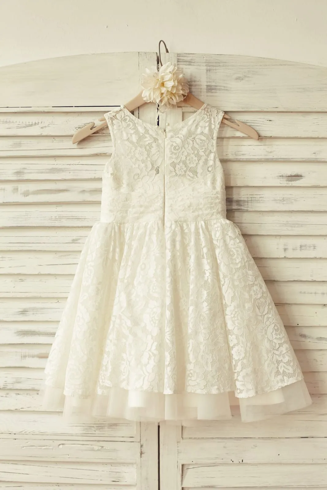 Princess Ivory Lace Tulle Flower Girl Dress