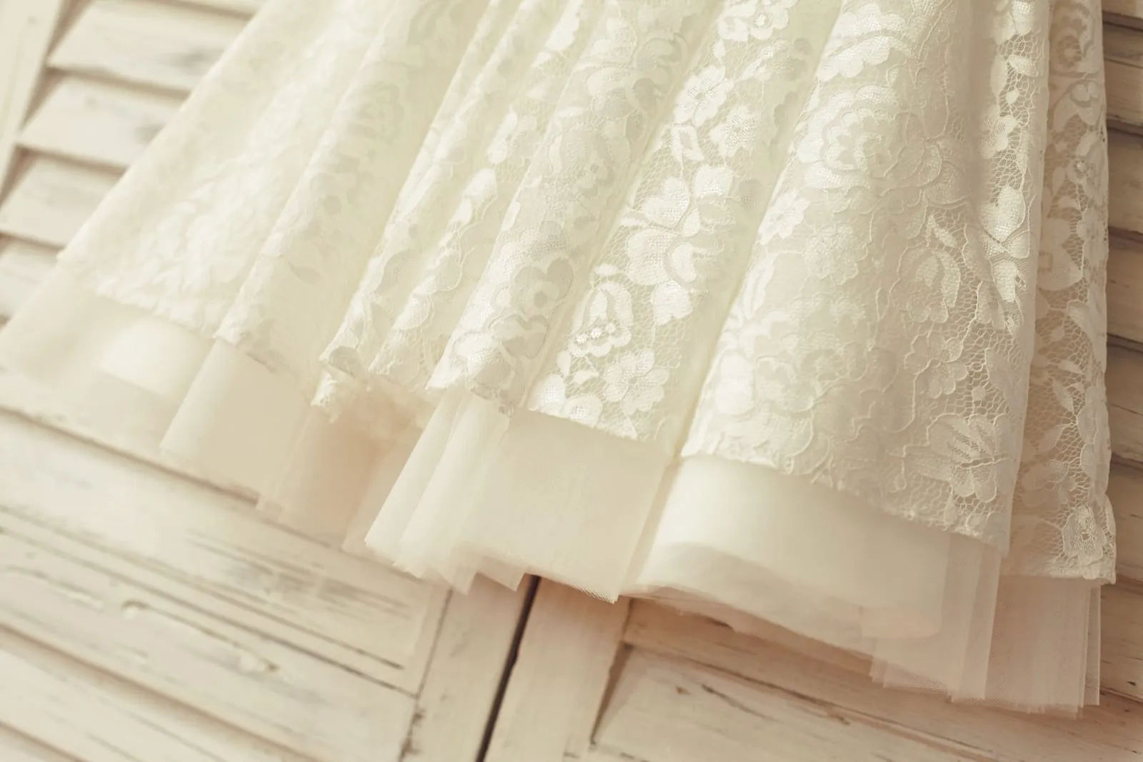 Princess Ivory Lace Tulle Flower Girl Dress