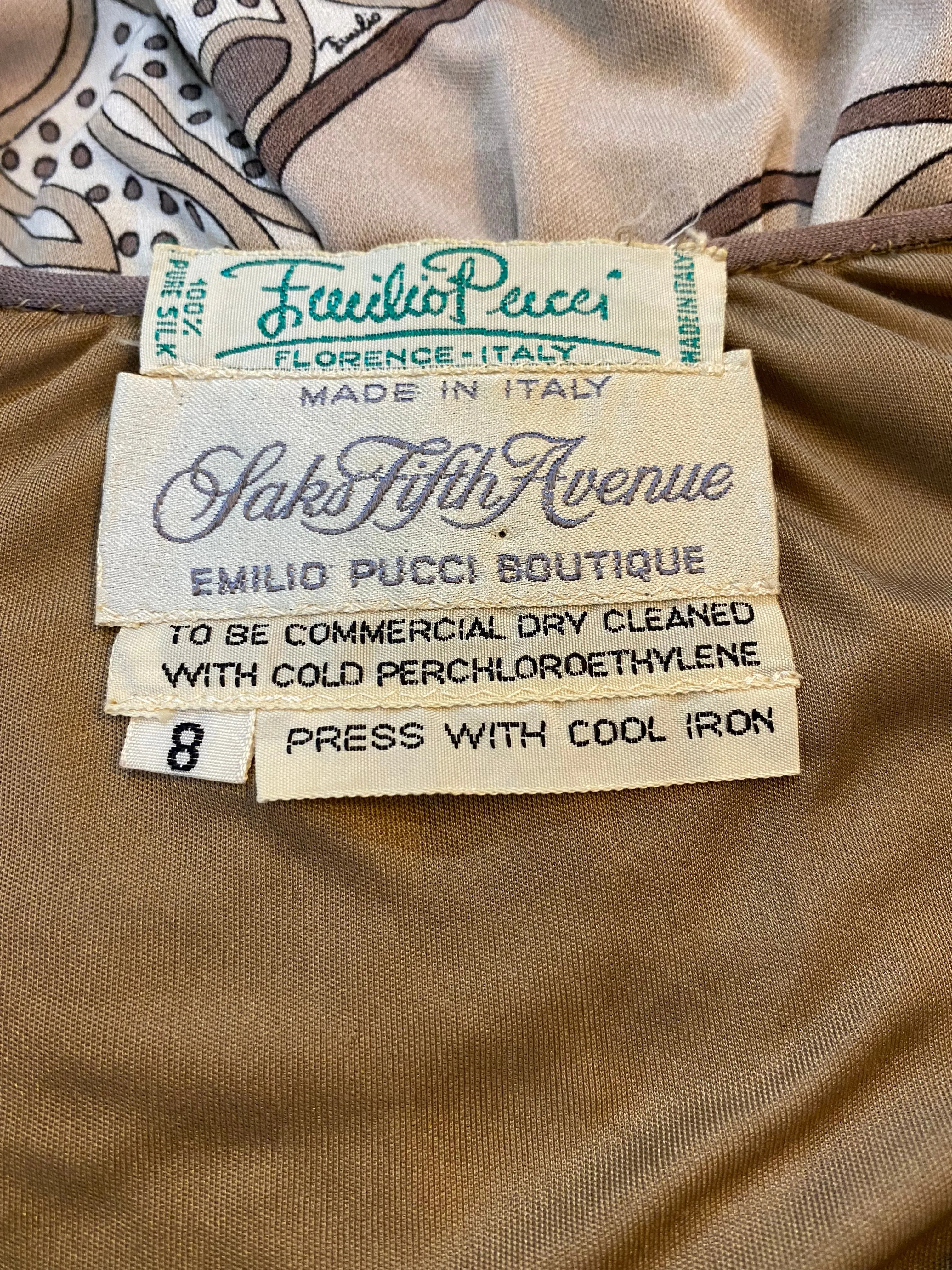 Pucci 70s Earth Tones Jersey Dress with Iconic Print
