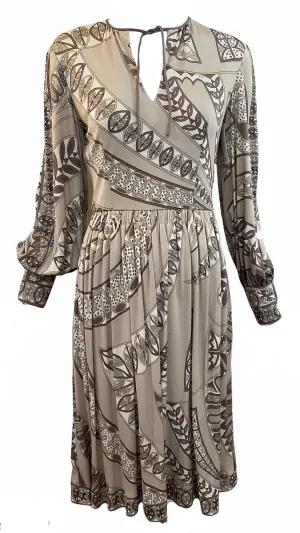 Pucci 70s Earth Tones Jersey Dress with Iconic Print