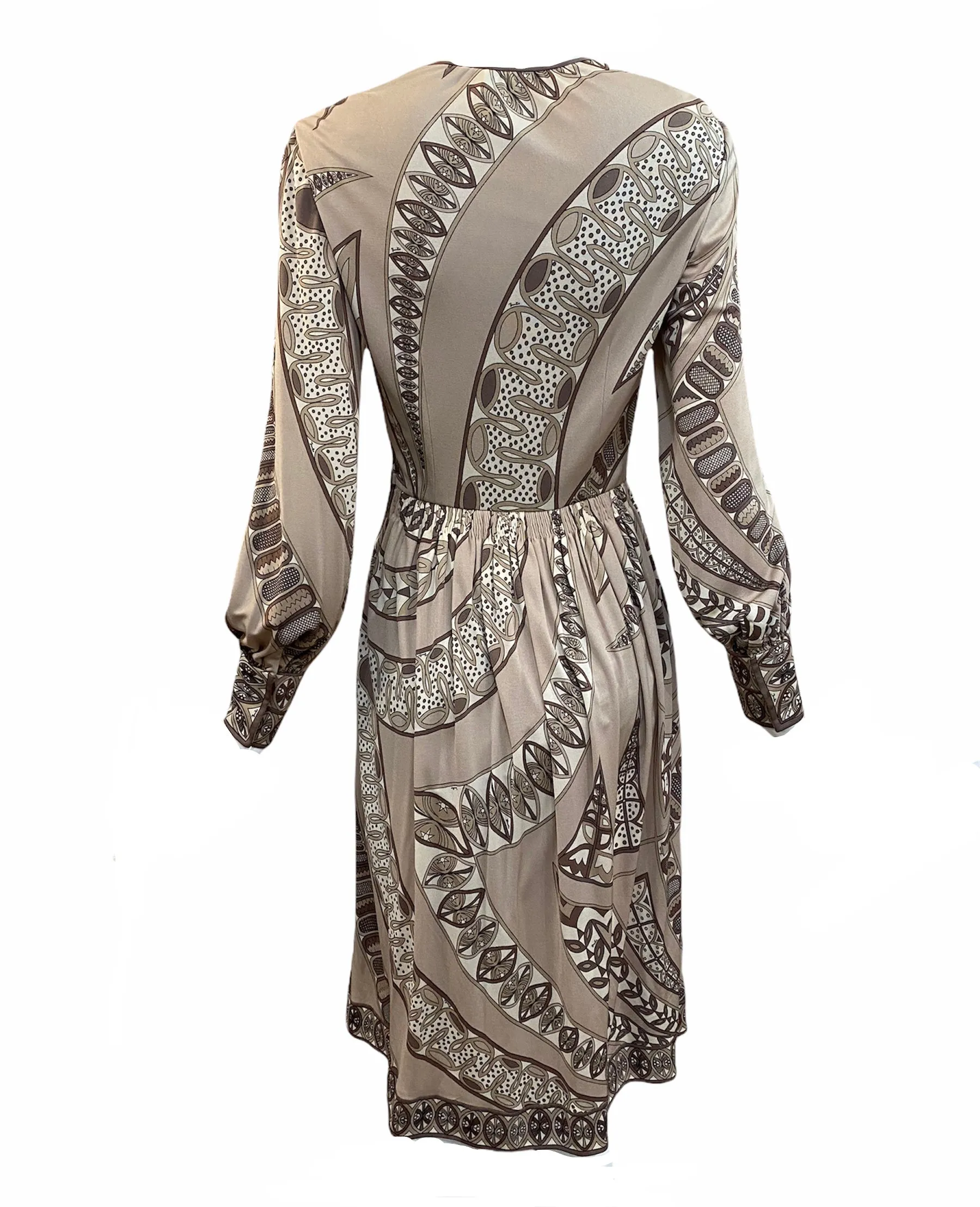 Pucci 70s Earth Tones Jersey Dress with Iconic Print