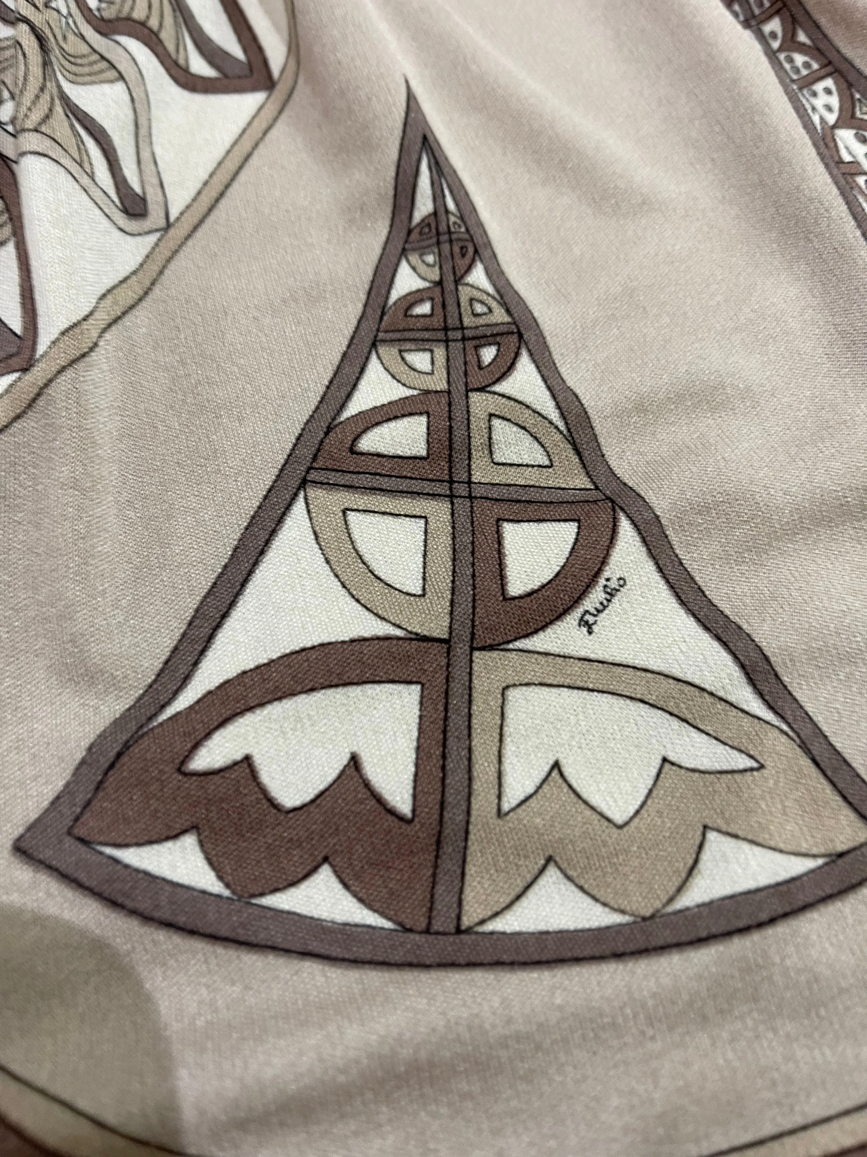 Pucci 70s Earth Tones Jersey Dress with Iconic Print