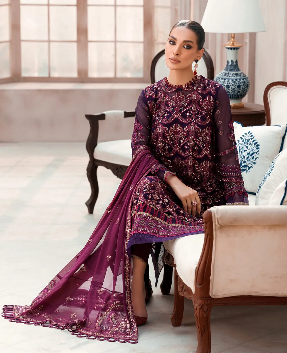 Purple Embroidered Pakistani Salwar Kameez Party Dress