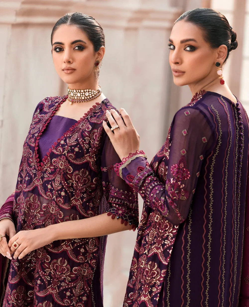 Purple Embroidered Pakistani Salwar Kameez Party Dress