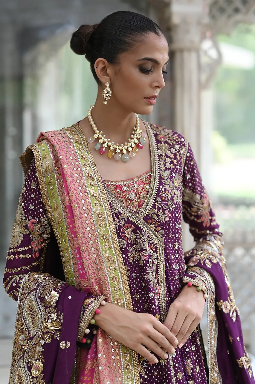 Purple Frock Pishwas Dress Lehenga for Indian Bridal Wear