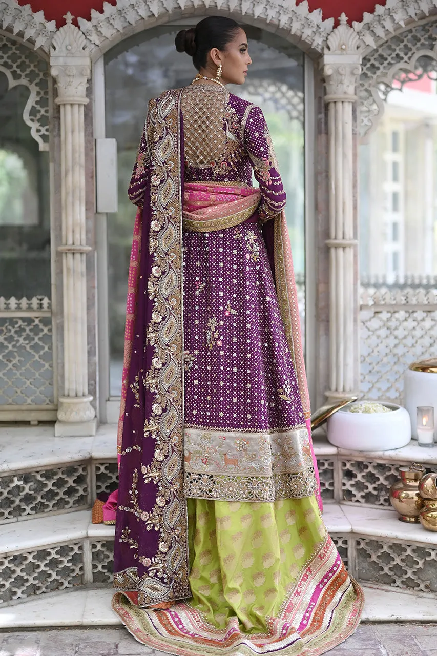 Purple Frock Pishwas Dress Lehenga for Indian Bridal Wear