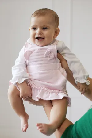 "Matilda" Pink Bear Pinafore Dress Set