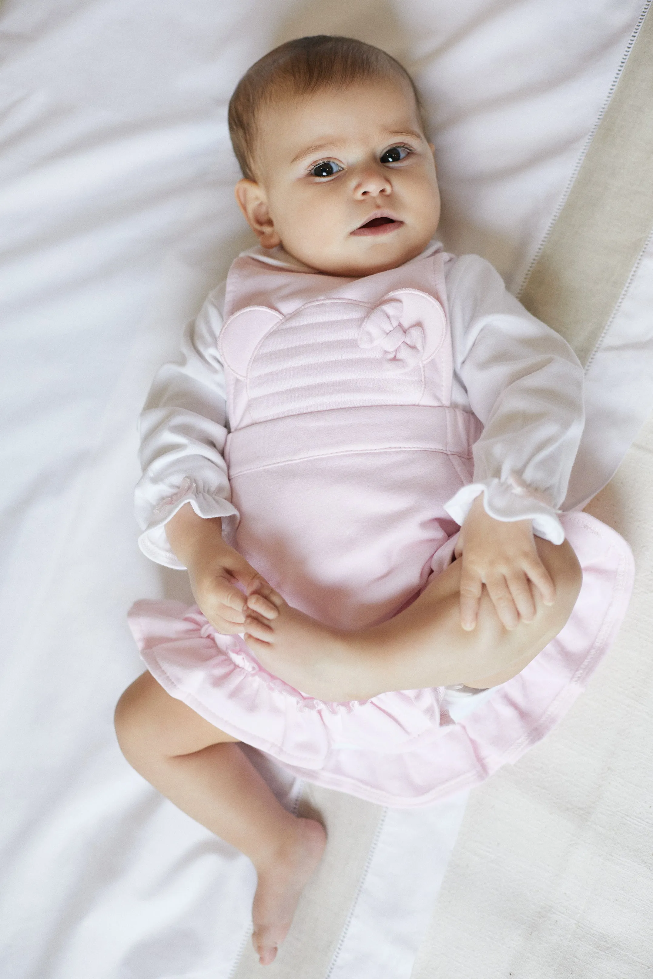 "Matilda" Pink Bear Pinafore Dress Set
