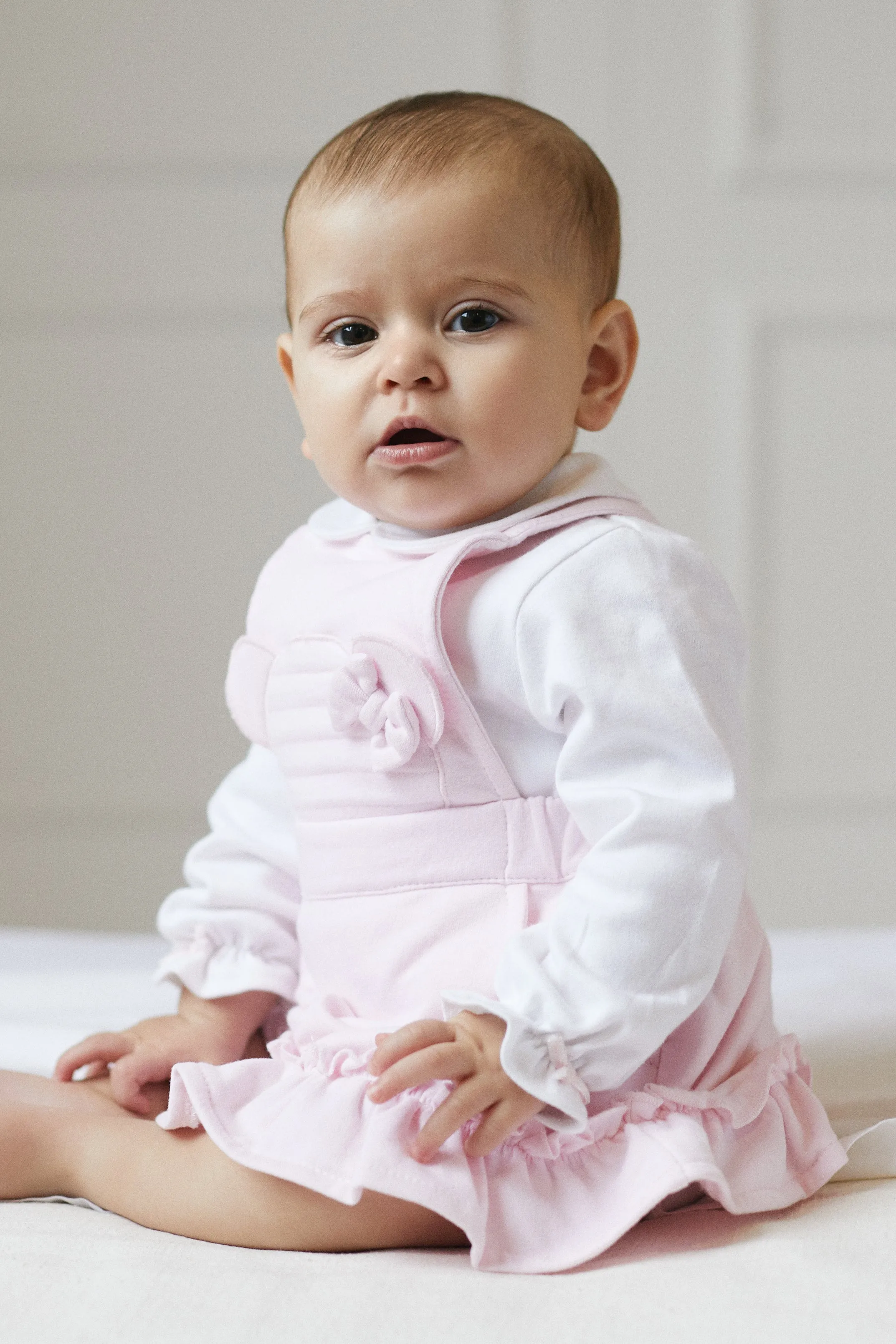 "Matilda" Pink Bear Pinafore Dress Set
