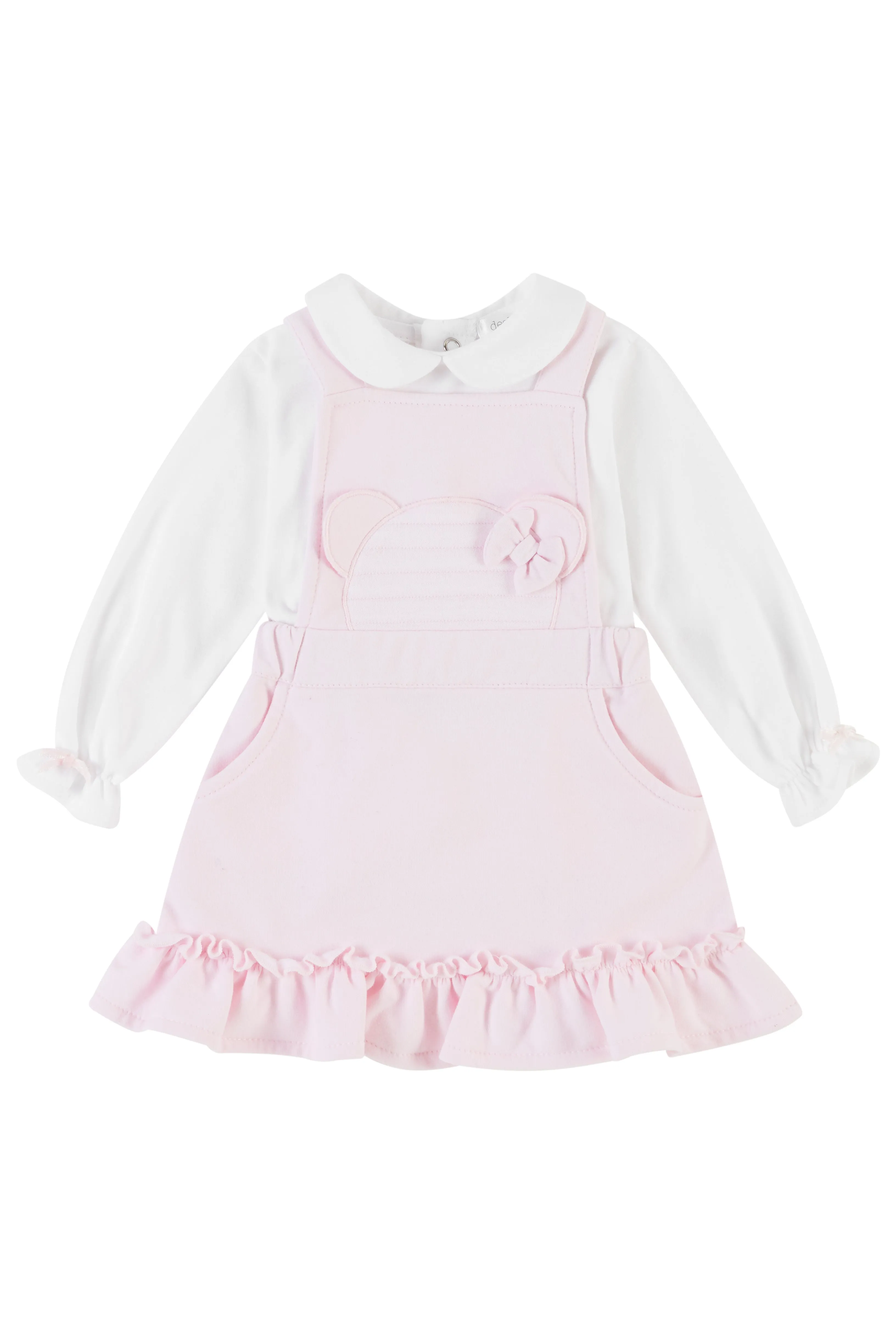 "Matilda" Pink Bear Pinafore Dress Set