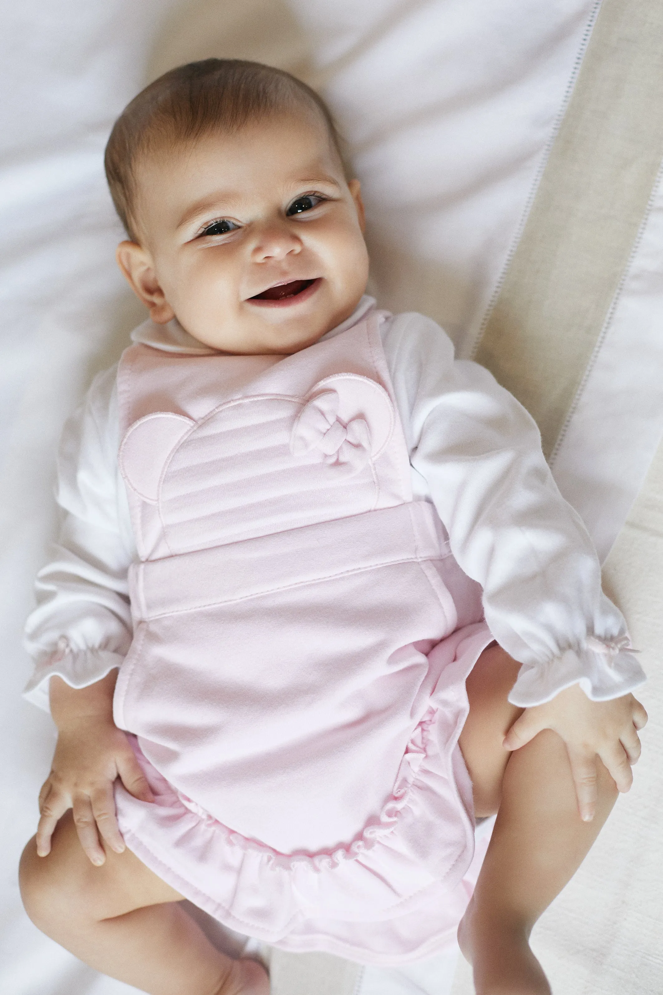 "Matilda" Pink Bear Pinafore Dress Set