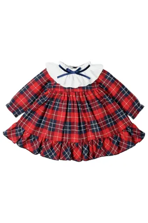 "Phoebe" Red & Navy Tartan Dress