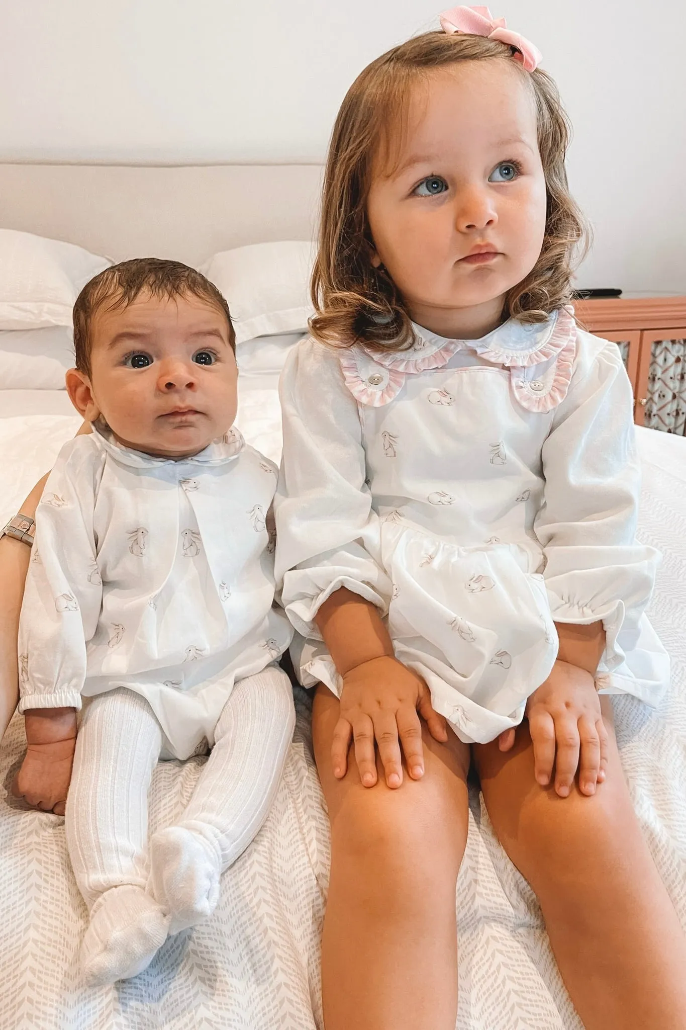 "Sissy" Pink Bunny Print Blouse & Pinafore Dress