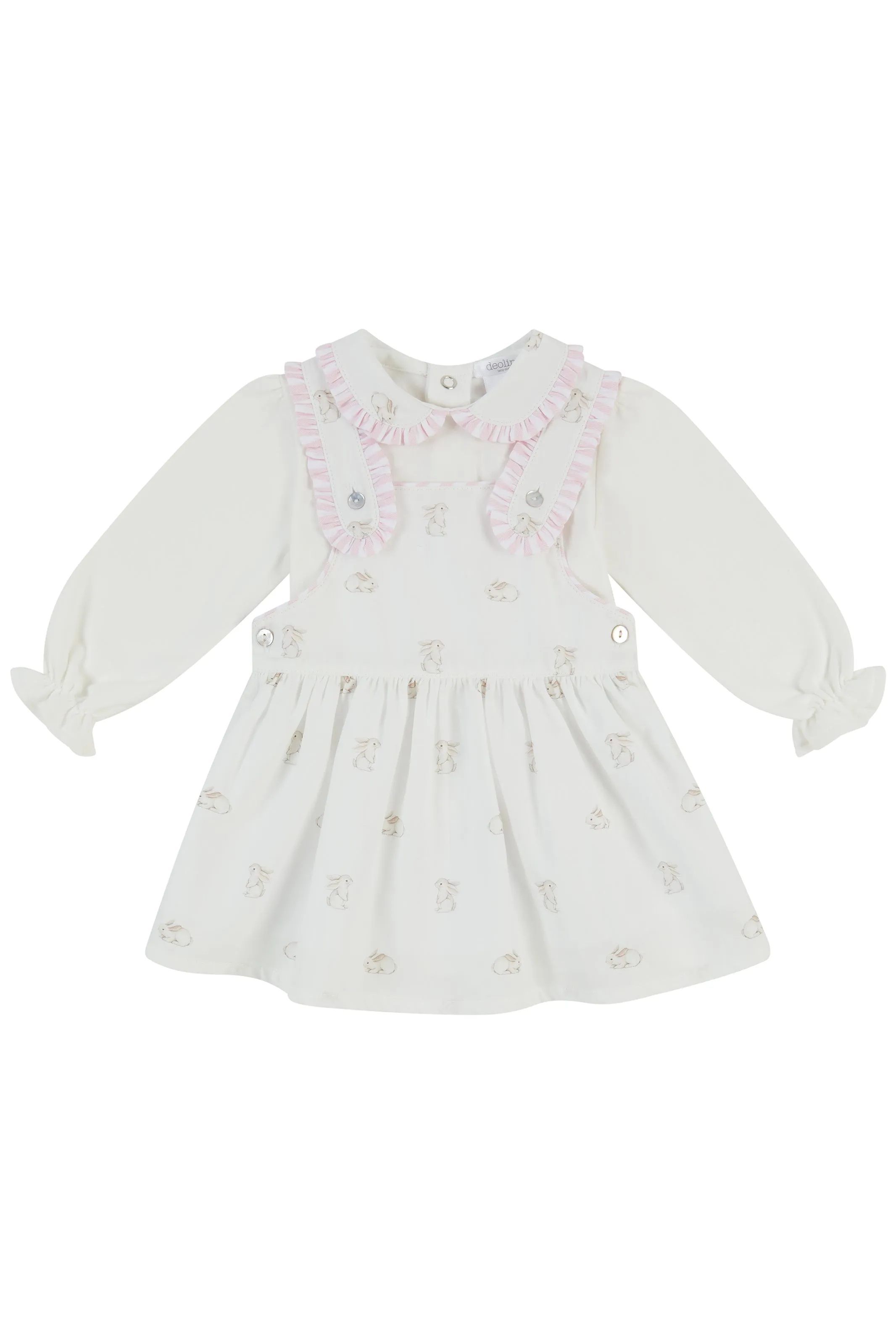 "Sissy" Pink Bunny Print Blouse & Pinafore Dress
