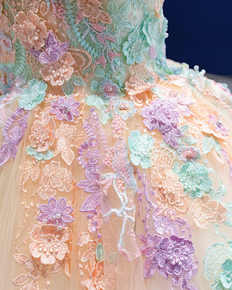 Real Photo Lace Quinceanera Dress Ball Gown Appliqued Elegant Princess Sweet 16 Dress vestidos de quinceañera