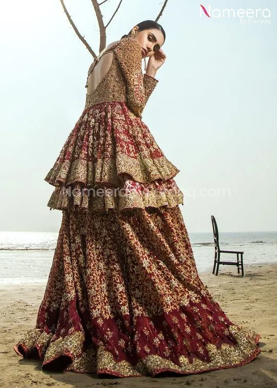 Red and Gold Pakistani Wedding Dress for Bride #BS41